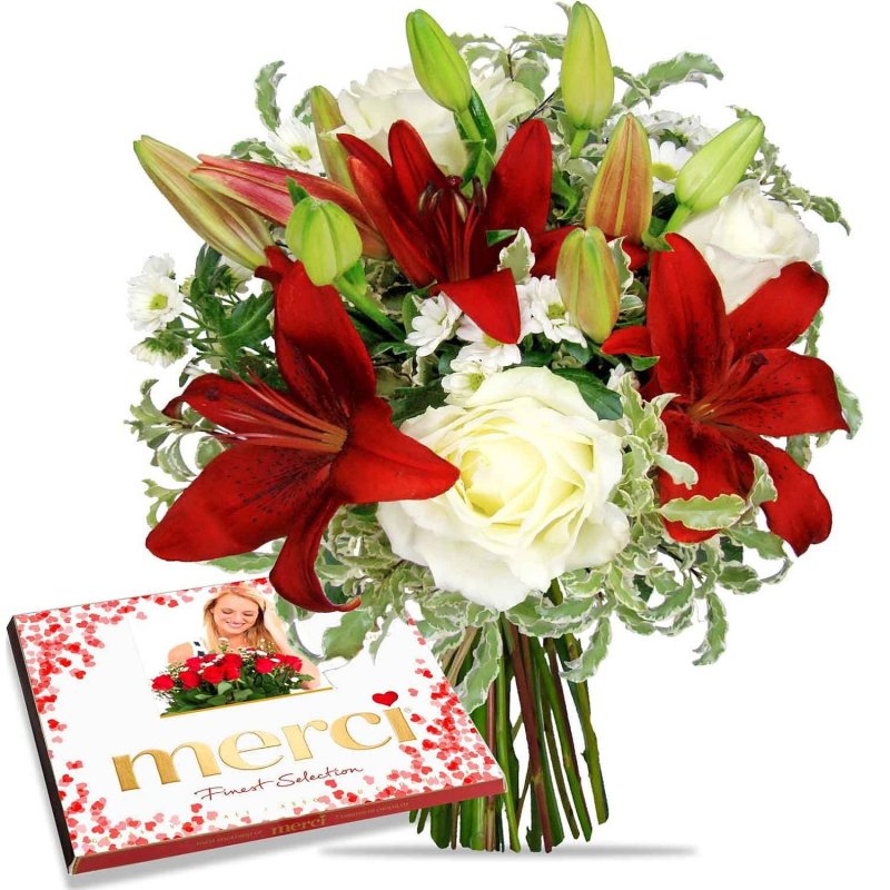Blumenstrauß und Merci