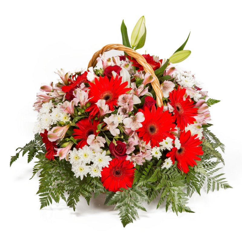 Gerbera und Alstroemerien im Korb